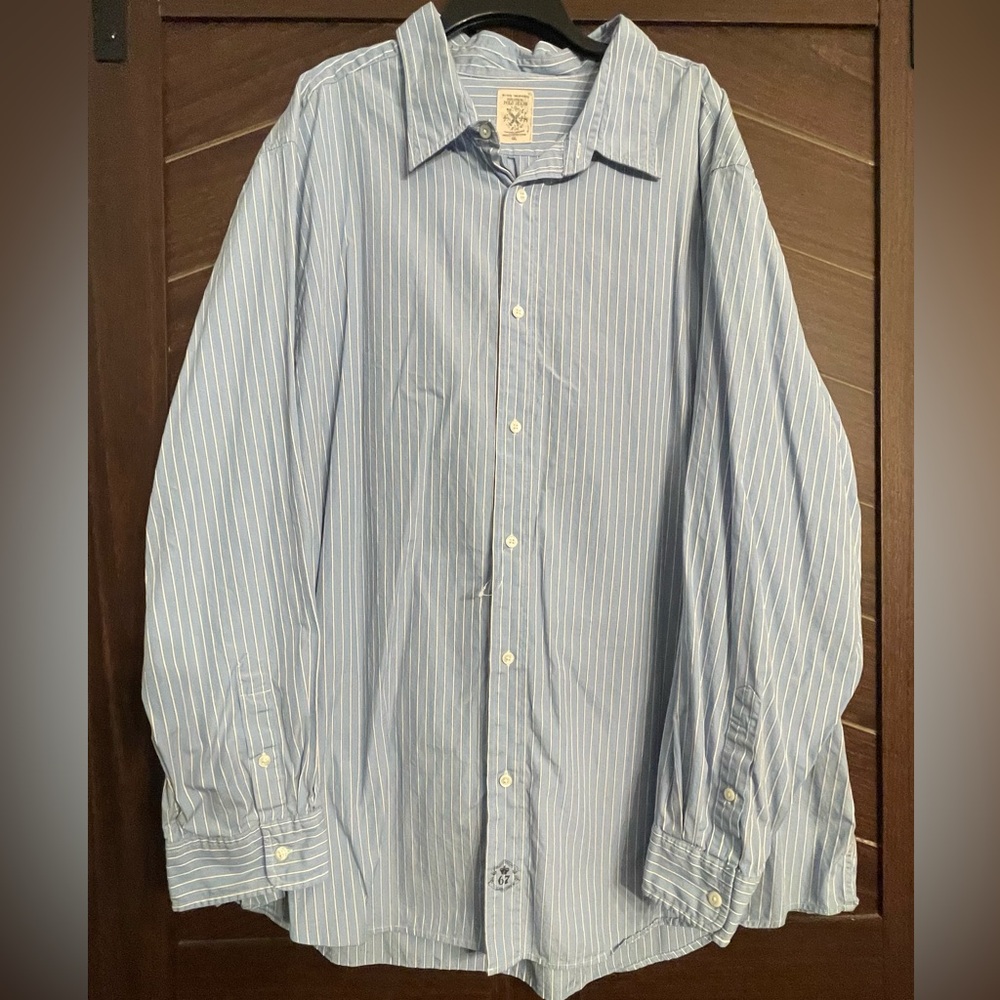 Vintage Polo Jeans Ralph Lauren men’s button down 4X blue and white stripe